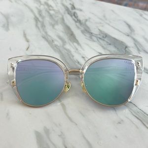 Quay Mirrored Clear Frame Cat Eye Sunglasses